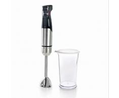 Lacor - 61678 - Batidora Premium PressSystem 1000W regulador de velocidad mediante presión con Cierre Bayoneta, Indicador LED, Incluye Vaso 800ml , Medidas 5,5x6,5x41 cm, Gris y Negro Brillante