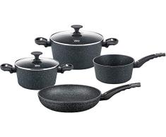 ELO GRANIT EVOLUTION - Batería de cocina de aluminio forjado, 3 capas de sellado antiadherente, para vitrocerámica, gas, eléctrica, inducción, apto para lavavajillas, cantidad: 1 x 4