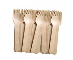 PARENCE - Cubiertos de madera desechables, utensilios biodegradables ecológicos para fiestas, cumpleaños, camping, pícnic (100 tenedores)