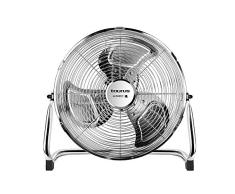 Taurus Sirocco 18 - Ventilador circulador de aire, 3 velocidades, 3 hélices metálicas, 45 cm de diámetro, inclinación ajustable, 120 W, rejilla extraíble, silencioso, base antideslizante, Color Cromo