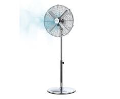 Cecotec Ventilador de Pie EnergySilence 620 Retrostyle. 50 W, Acabado en Cromado, Diámetro 16 con 4 Aspas, 3 Velocidades, Oscilación, Altura ajustable, Máxima seguridad