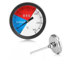 mumbi Termómetro para barbacoa de acero inoxidable hasta 300 °C, con tapa analógica, para barbacoa de gas, medición de temperatura de cocción