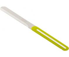 Arcos Serie B-Line - Cuchillo de Mesa, Hoja Serrada de Acero Inoxidable NITRUM de 100 mm, Mango Polipropileno, Color Verde claro con raya blanca