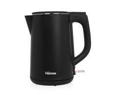 Tristar WK-3404 Hervidor de agua Cool Touch negro mate, 1.5 L de capacidad, Doble pared para mayor seguridad, base giratoria de 360°, 2200 W