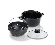 Genius Worlds Greatest Pot - Batería de cocina (3 piezas, con colador, 25 cm, para inducción, vitrocerámica)