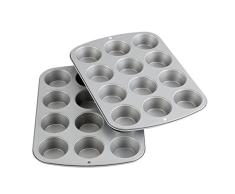 Wilton - Molde para magdalenas Recipe Right, antiadherente Standard Cupcake 12 holes x2 Surtidos.