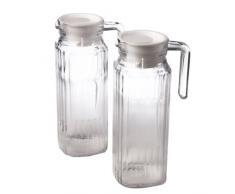 Macallen Importers - Jarra de cristal para frigorífico (2 x 1 L, 24 cm de alto, con tapa de vertido blanca), transparente