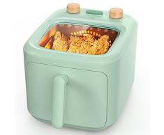 TOKIT Freidora de aire caliente sin aceite 5L Freidora de aire 1300W, con ventana de visualización completa 8 funciones de cocción NFC recetas online Pequeños electrodomésticos de cocina (verde)