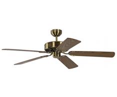 Pepeo GmbH Potkuri Brass Ventilador de Techo, 58 W, Engineered Wood, 3 Velocidades, Roble/Roble con Incrustaciones de ratán