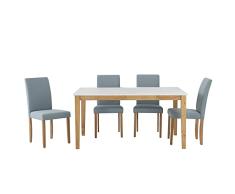Conjunto de Mesa con 4 Sillas DKD Home Decor Poliéster Roble Lacado (120 x 75 x 74 cm)