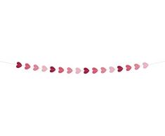 Folat 24886 Romántico Love Decoración Papel Pequeño Corazón Rojo Rosa 3M Guirnalda Boda Día de San Valentín o Día de la Madre Rosa