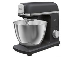 AEG KM5-1-4BPT - Robot de cocina Deli 5 Amasadora y Batidora con bol - 1200W, 6 velocidades, Bol 5 Litros, Luces LED, Múltiples Varillas, Negro