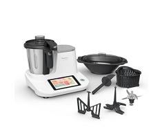 Moulinex Click&Cook HF5061 - Robot de cocina multifunción 3.6 l (Recetario, 10 programas automáticos, temperatura de 30 a 120 ºC, 12 velocidades, 1400 W, 32 funciones, báscula) Negro, Blanco