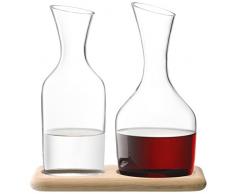 LSA Wine WI25 - Jarra para vino y jarra para agua con base de roble, 1.2 y 1.4 L, transparente