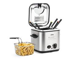 H.Koenig TB600 Freidora 2 en 1 Maquina de Fondue, Capacidad 1,2 Litros, 8 Programas, 840 W, Temperatura Regulable, Filtro anti olores, Tamaño Compacto, Acero Inoxidable