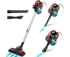INSE Aspirador con Cable, Aspiradora Escoba de Succión Poderosa de 18kPa, Aspiradora Escopa 3 En 1 Vertical y de Mano para Hogar, Sofas, Mascotas, 600W, 1L, Hepa Filtro Lavable (Rojo)