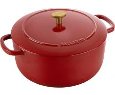 BALLARINI Bellamonte Cocotte, rustidera, olla de cocción hierro colado esmaltado, redonda, 24 cm, 4 l, rojo