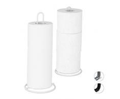 Relaxdays Set de 2 Portarrollos de Cocina, Porta Rollo Papel, Soporte Dispensador, WC, Metal, 32 x 13 cm, Blanco