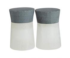 Premier Housewares MArble - Juego de salero y pimentero (redondo, 8 cm), color blanco y gris
