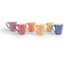 Excelsa Etnika Set 6 Tazas mug 275 ml, Porcelana, Multicolor
