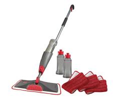 Rubbermaid Reveal 1892663 - Kit de limpieza de fregona para suelos laminados y de madera dura, con 3 almohadillas lavables reutilizables y 2 botellas recargables