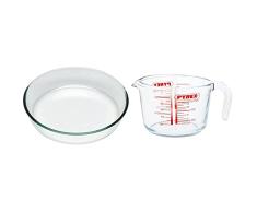 Pyrex Classic Molde Vidrio Para Tarta, Borosilicato, 25 Cm Classic - Jarra De Vidrio Medidora De 1 L, Apta Para Microondas