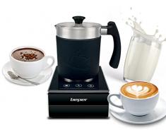 Espumador de Leche automático magnético, Vaporizador de cerámica Antiadherente con funcionalidad fría y Caliente, Café, Capuchino, 650 W, 500 milliliters, ABS, Negro