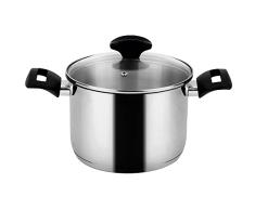 Fagor Alaia Olla Inducción 20 cm, 4 Litros Acero Inoxidable 18/10, Tapa de Cristal, Cazuela Alta con Fondo Difusor de Triple Capa, Apto para Todas las Cocinas, Vitrocerámica, Gas, Lavavajillas