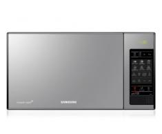 Samsung GE83X - Microondas con grill, 23 litros, 800 W, 6 niveles de potencia, interior cerámico para mayor facilidad en la limpieza, color acero espejo