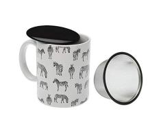 BigBuy Home Taza Infusion Zebra Tazas y Vasos, 3600 W, 1 Liter, 44 Decibelios, Porcelana