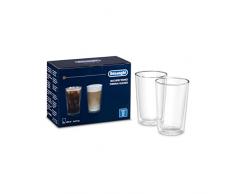 DeLonghi DLSC319 - Juego de vasos térmicos de cristal de doble pared, resistente de borosilicato, cómodo de mantener, sin condensación, lavable en lavavajillas, capacidad 490 ml