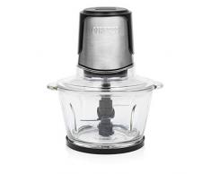 Princess 221052 Picadora Duo XL-4 Cuchillas de Acero Inoxidable-Bol de Vidrio de 1,5 L, 300 W, plata