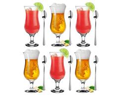 Glasmark A570032-0420-0000-LD Juego de 6 Vasos de cóctel máx. 480 ml + cucharilla de té Larga, Cristal y Acero Inoxidable