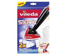 Vileda - Recambio de microfibras para mopa Vileda Steam, compatible con Steam 100 ºC, gran poder de desinfección sin químicos, 2 unidades, color blanco