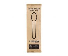 Tessera Bio Products QA1014WFSC - Cucharas de madera ovaladas (1/1, 14 cm de largo, 100 unidades)