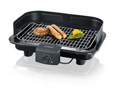Severin PG 8528 - Barbacoa grill, ajustable a 2 niveles, regulador de la temperatura, microinterruptor de seguridad, color negro