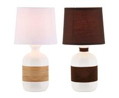 Lámpara de mesa DKD Home Decor Cerámica Poliéster Bambú (19 x 19 x 37 cm) (2 pcs)