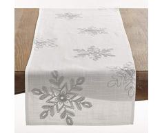 SARO LIFESTYLE 70197.GL16108B Nivalis Collection - Figura decorativa para mesa, diseño de copos de nieve, 100% poliéster, plata, 16 x 108
