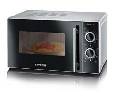 SEVERIN Microondas con grill 2 en 1 de 700 W, horno microondas con 9 programas, microondas potente con rejilla y plato giratorio, plateado/negro, MW 7771