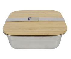 Birambeau 900171 - Utensilios de cocina, cajas de acero inoxidable, cajas de alimentos, tapa de bambú, 1200 ml