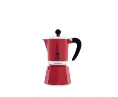 Bialetti Rainbow Cafetera Italiana Espresso, 3 Tazas, Aluminio, Rojo