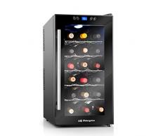 Orbegozo VT 1860 - Vinoteca 18 botellas, volumen de 52 litros, 5 estantes, puerta con tirador INOX, control de temperatura electrónico, luz LED interior, display digital y panel de control táctil