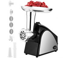 COOCHEER Picadora de Carne Eléctrica,2000W Salchicha Máquina De Carne y Máquina Picadora Carne con 3 Placas de Molienda,Acero Inoxidable, Negro