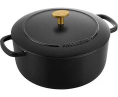 BALLARINI Bellamonte - Fuente redonda para horno (hierro fundido esmaltado, 22 cm, 3 L), color negro