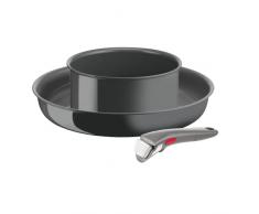 Tefal Ingenio Renew - Juego de 3 piezas, sartén de 28 cm, cacerola de 18 cm, mango, inducción, revestimiento cerámico antiadherente, función termo-Signal, reciclado, fabricado en Francia L2609302