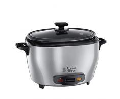 Russell Hobbs Arrocera Maxicook - Capacidad 5 litros, 14 Tazas, Bandeja para Cocinar al Vapor, Función Mantener el Calor, Recipiente Antiadherente, Espátula, Vaso Medidor, Inox., 1000 W - 23570-56