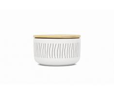Birambeau - Caja de almacenamiento – Tarro de cerámica – Tarro de especias – Ideal conservación – Tapa de bambú – 600 ml