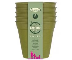 Haxnicks Maceta de Fibra de bambú sostenible para Interiores y Exteriores, 10 cm de diámetro, Verde Salvia | Pot180101