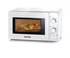 SEVERIN Microondas individual, microondas analógico para descongelar y calentar, microondas manual que distribuye el calor de manera uniforme, blanco/cromado, MW 7770