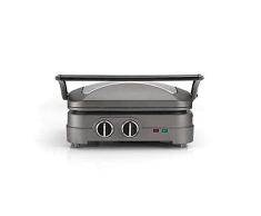 Cuisinart GR47E Grill Elite, Placas antiadherentes, Aptas lavavajillas, Ajustes de temperatura hasta 240°C, Parrilla eléctrica, Barbacoa, Uso abierto y cerrado, Bisagra flotante 8cm, Temporizador